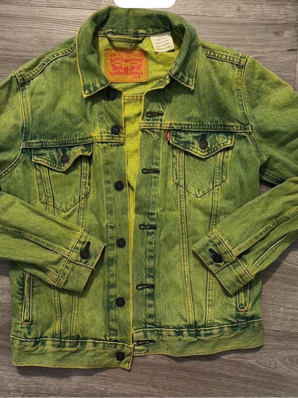 Levi Strauss & Co. Green Acid-Wash Denim Jacket - Size S